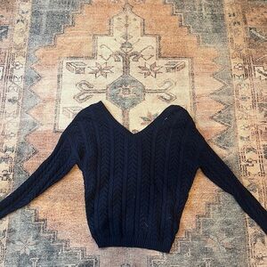 Francesca's Collections Navy V-Neck Sweater